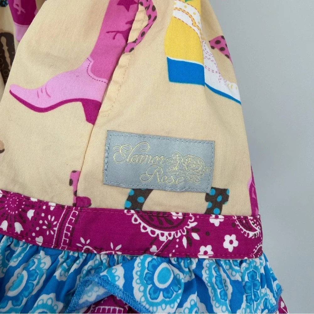 Eleanor Rose County Fair‎ Cowgirl Boot dress RARE HTF size 4 blue pink